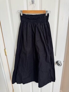 Faithfull the Brand Black Shirred Waist Maxi Skirt